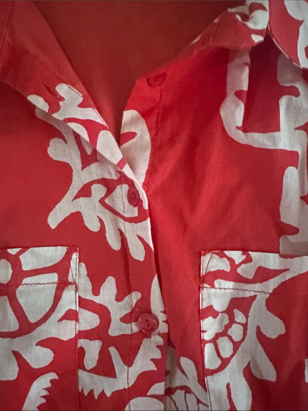 Mango Red and White Printed Short Sleeve Shirt Dress - Picture 3 of 5
